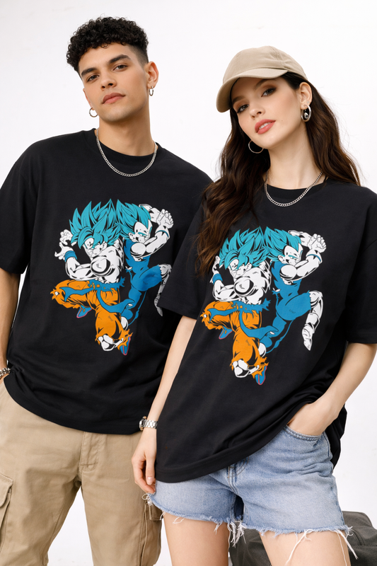 Blue Aura Anime Warrior Power Unisex Oversized Tee