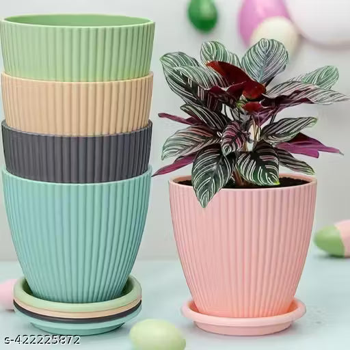FANCY 5 PIS COMBO OF THE Plastic Round Flower Pots for Home Planters, Terrace, Garden Etc | Pack of 05 | Multicolor | Suitable for Home Indoor & Outdoor Gardening Plants